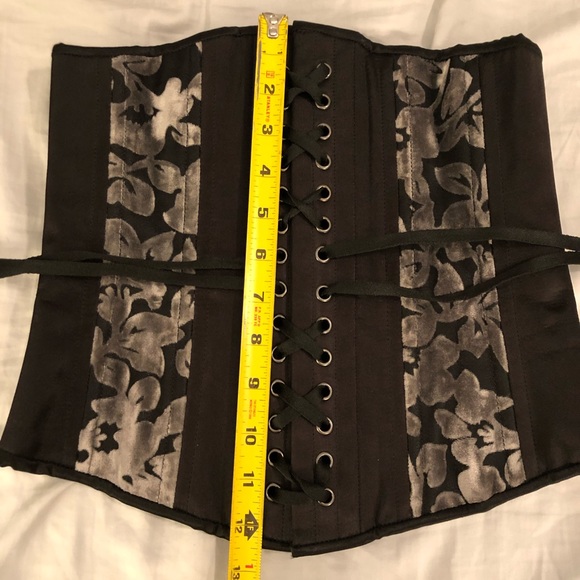 Black with grey velvet corset with real boning. - Picture 6 of 6